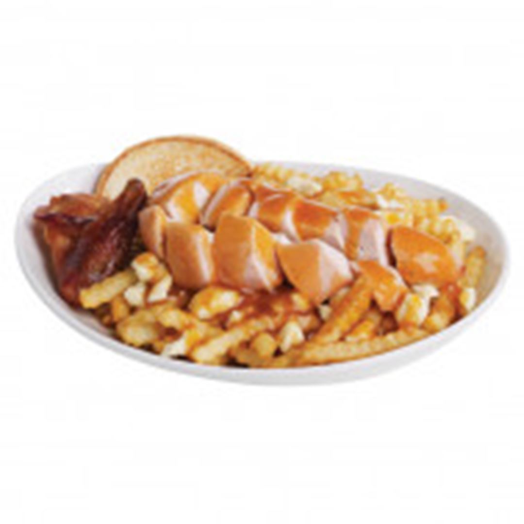 Poutine avec poulet.