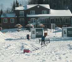 Trout ice fishing at Domaine Bazinet Outfitter